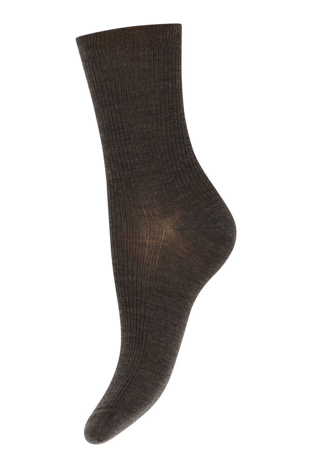 Fine Wool Rib strømper - Dark Brown